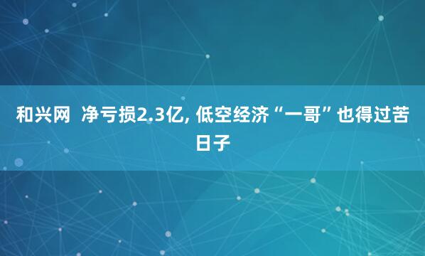 和兴网  净亏损2.3亿, 低空经济“一哥”也得过苦日子